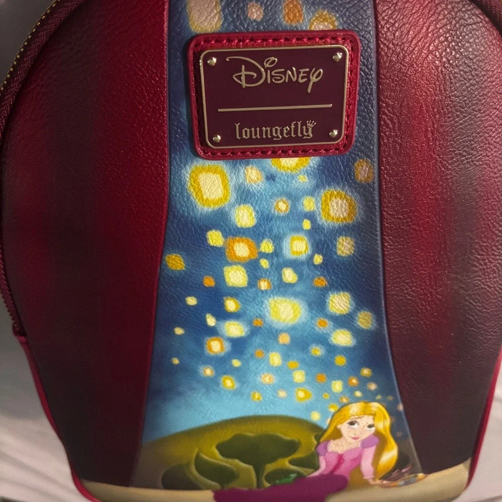 Loungefly Disney Tangled Rapunzel Lanterns Gazing Mini Backpack Burgundy NEW